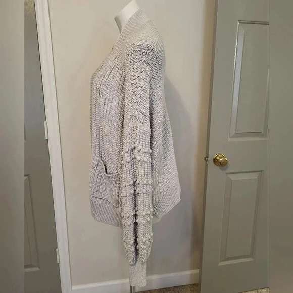 Madewell Bobble Pom Pom Balloon Sleeve Open Front Cardigan Sweater(M) - Picture 6 of 10